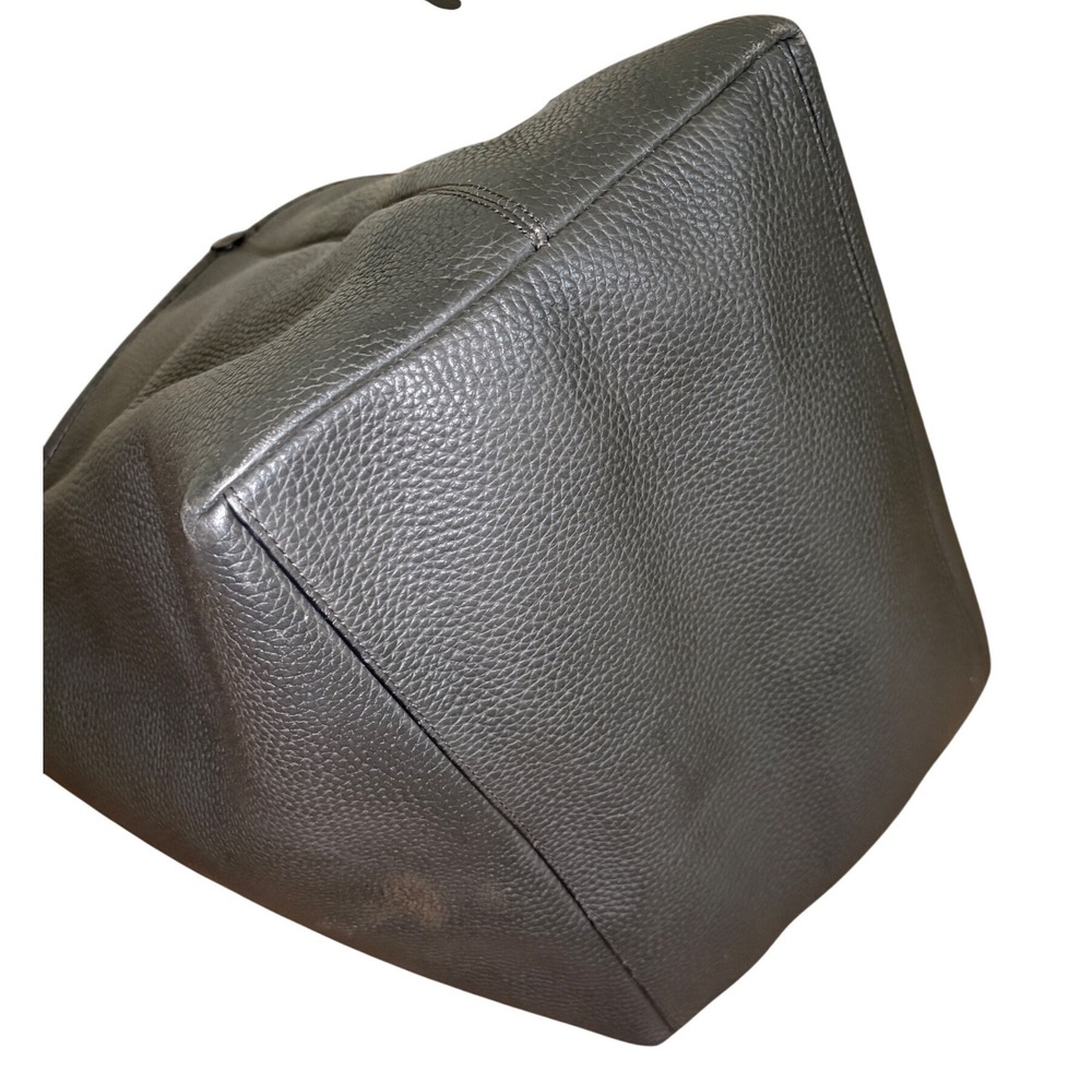 Coach Avenue Soft Tote Pebbled Leather Dark Olive Green/Gray Large Shoulder Bag - Picture 11 of 16